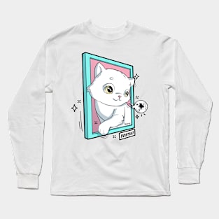 Cute kitten purrtrait portrait cat pun Long Sleeve T-Shirt